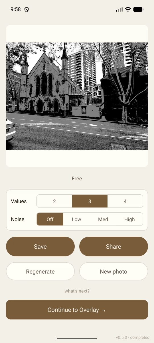 The Block-In tool simplifying a church scene into large value shapes